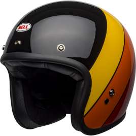 Casco Bell Custom 500 RIF Nero Arancio Rosso Lucido Vintage Helmet Moto Custom