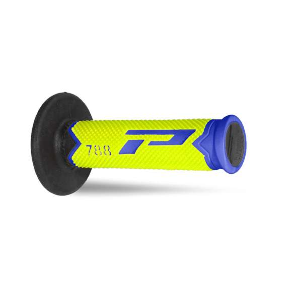 Coppia Manopole PROGRIP MX Moto Cross Enduro Off-Road 788-279 Tripla  Densità Azzurro/Giallo/Nero Chiuse