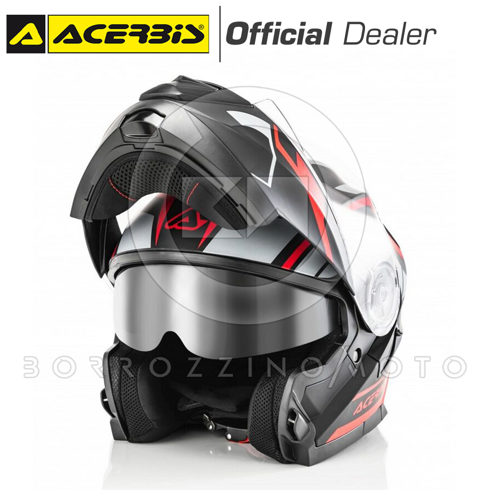 CASCO MOTO ACERBIS SEREL INTEGRALE MODULARE TOURING STRADA NERO - ROSSO